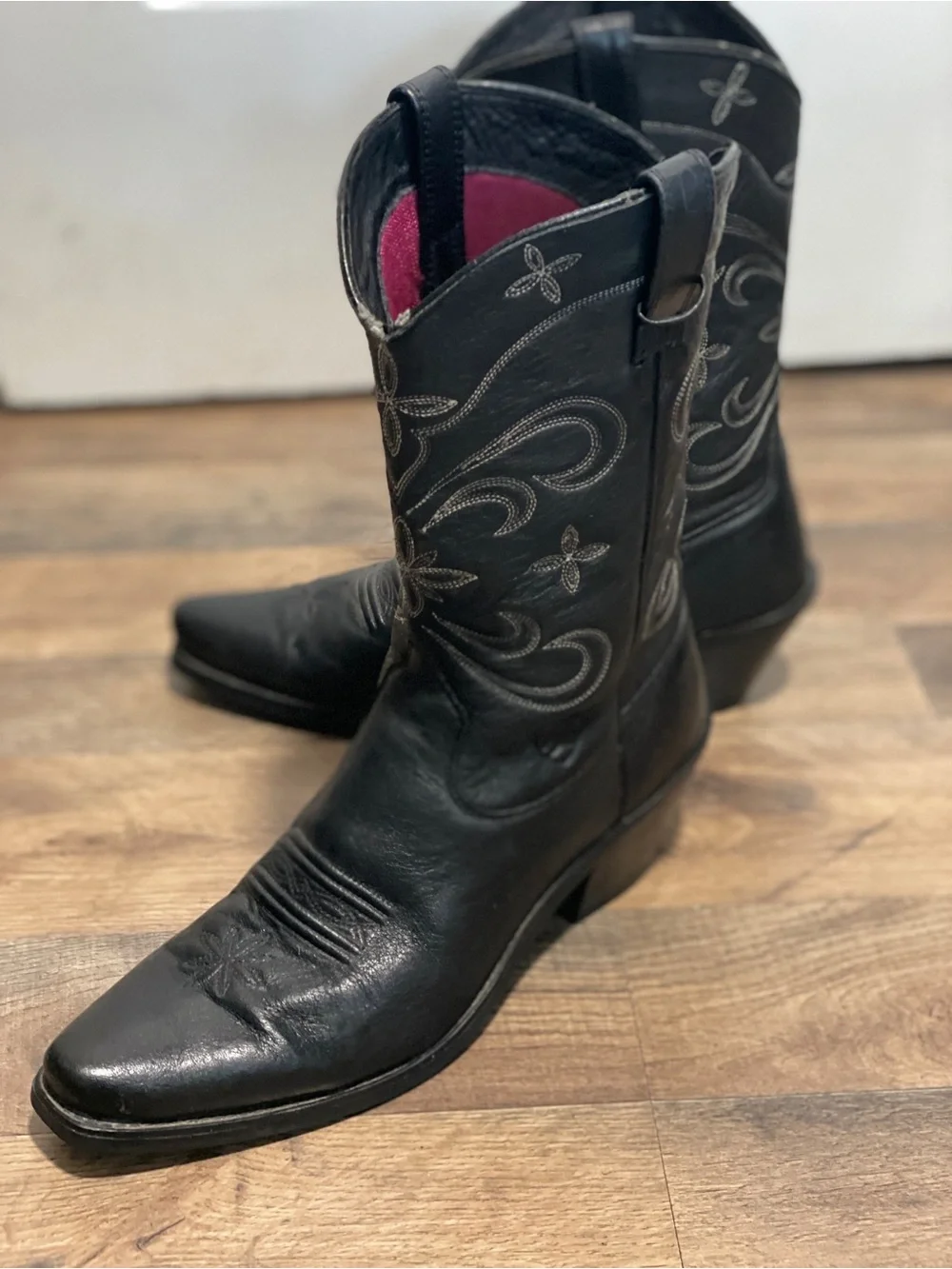 Ariat Black Over-the-Knee Western Boots with Pink Lining